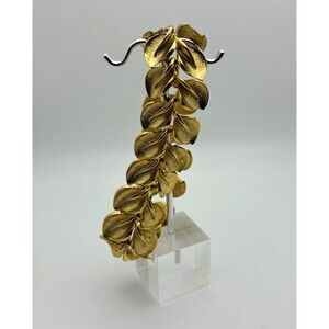 Vine & Leaf Link Bracelet Snap Closure Gold Tone 7 in Nature Flowers & Plants